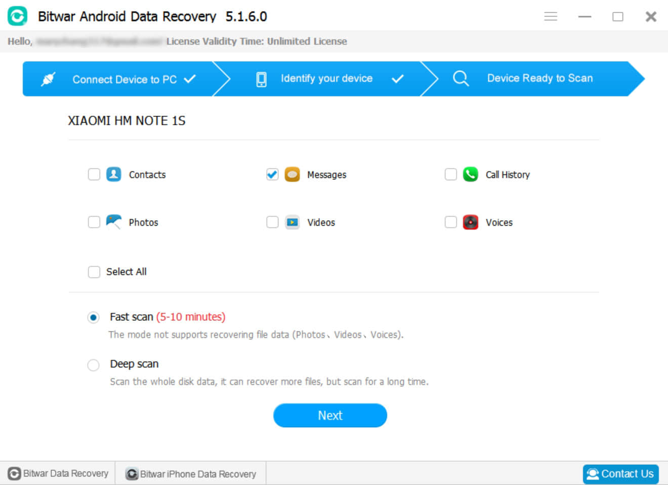 1.Bitwar Android Data Recovery -SMS,Messages recovery